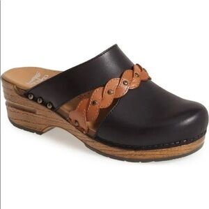 Dansko Dark Brown and Tan Leather Mules